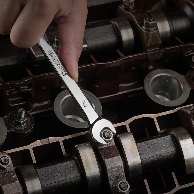 DURATECH 7/16" Combination Wrench, SAE, CR-V Constructed with Mirror Polish, 12-Point, 15-Degree Offset