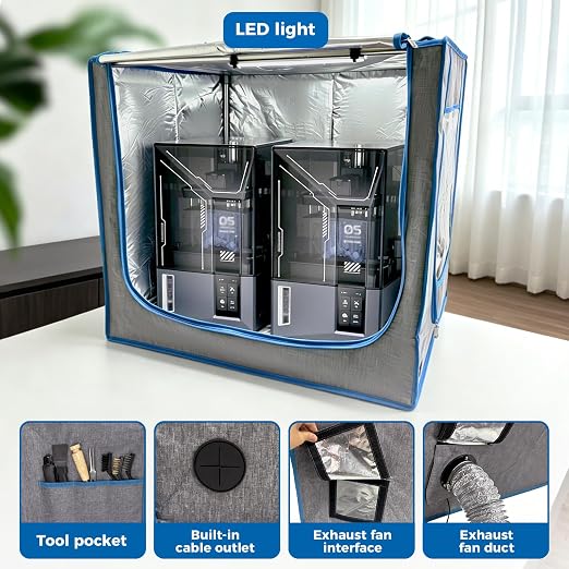 Large Tent 3D Printer Enclosure w/Vent & LED for Anycubic, Elegoo