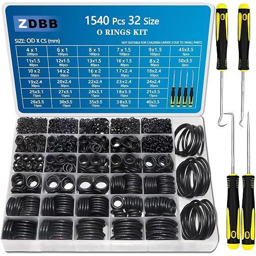 ZDBB 1555 PCS 32 Size O Ring Kit+16 Size Rubber Washers Assortment Kit for Plumbing Faucet Water Pipe Garden Hose Washers Shower Heads Gasket Repair and Air or Gas Connections