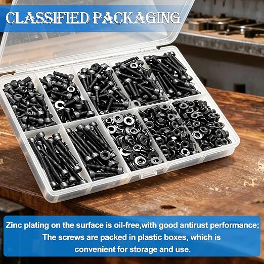 mxuteuk 1016PCS M2.5 Screws Kits,M2.5×4/6/8/10/12/16/20/25mm M2.5 Bolts,12.9 Alloy Steel M2.5 Hex Socket Head Bolts Nuts Washers Set Suitable for 3D Printer,DIY