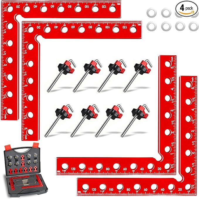 Corner Clamps for Woodworking,4pcs corner clamps With Box, 5.5" Aluminum Alloy 90 degree right angle clamp, Positioning Square Tools for Frame, Cabinets, Drawers,Box.