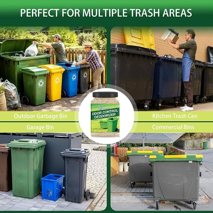 1.49 lbs Outdoor Trash Can Deodorizer, Heavy Duty Garbage Can Odor Eliminator & Moisture Absorber for Outdoor Trash Cans, Recycling Bins & Waste Containers, Long Lasting Odor Control