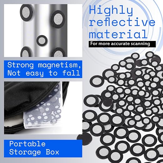 Kingdder 300 Pcs 3D Magnetic Tracking Dot for Scanner Scanning Reference Point Marker Diffuse Reflection Positioning Targets for 3D Scanning (Inner 3.0/6.0 mm Outer 6/10 mm)