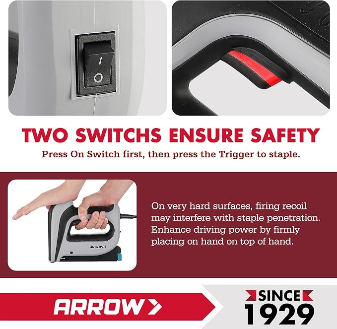 Arrow T50ACD Heavy Duty Corded Electric Staple Gun for Upholstery, Furniture, Office, Decorating, Fits 1/4", 5/16”, 3/8", or 1/2" Staples