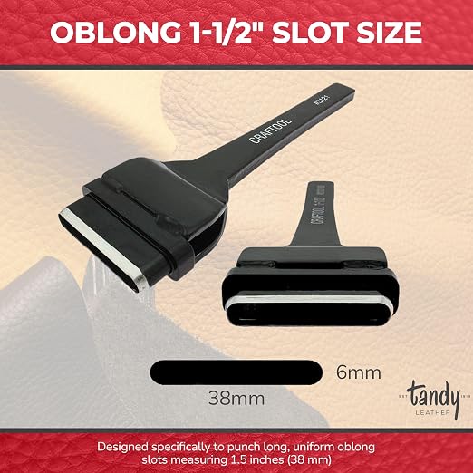 Tandy Leather Craftool Heavy Duty Oblong Punch - Precision Slot Cutting Tool - for Leather Belts, Straps and Buckles - Durable Steel Hand Tool for Consistent Cuts - 1 1/2 Inch Black