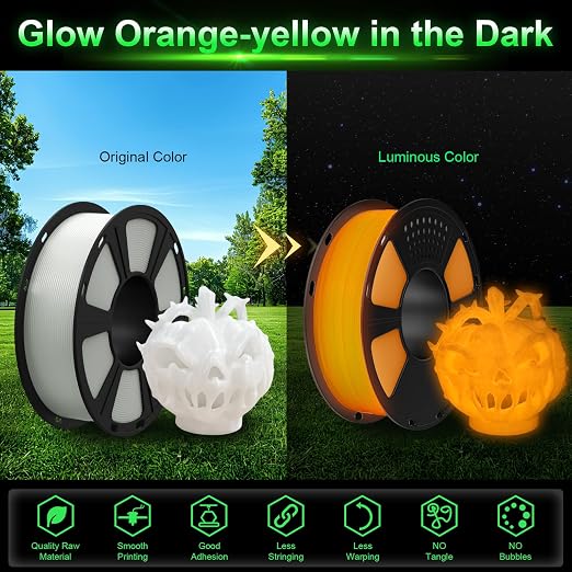 Geeetech Luminous PLA 3D Printer Filament, Glow in The Dark Blue, 1.75mm(±0.02 mm), 1kg, Amazing Brightness and Long Time Light, Fit Most FDM 3D Printer
