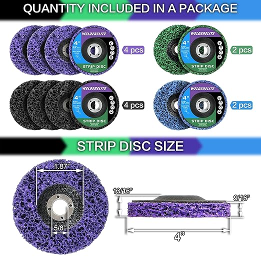 12 Pack 4 Kinds Paint Strip Discs 4" x5/8" Angle Grinder Stripper Wheels for Removing Paint Rust and Oxides of Metal and Wood Surfaces