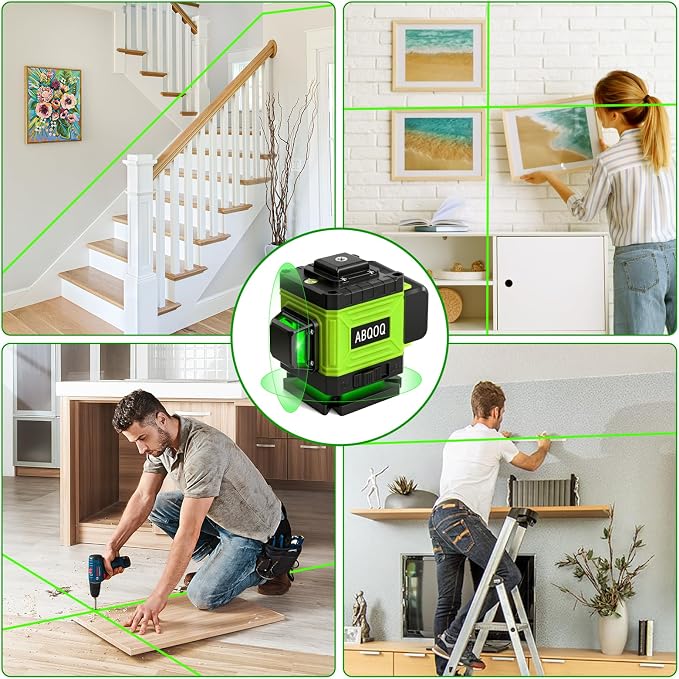 Laser Level - Laser Level 360 Self Leveling, 2D Lazer Leveler Tool Green Cross Line Laser Level for Picture Hanging, Ground Leveling, Measuring, Construction