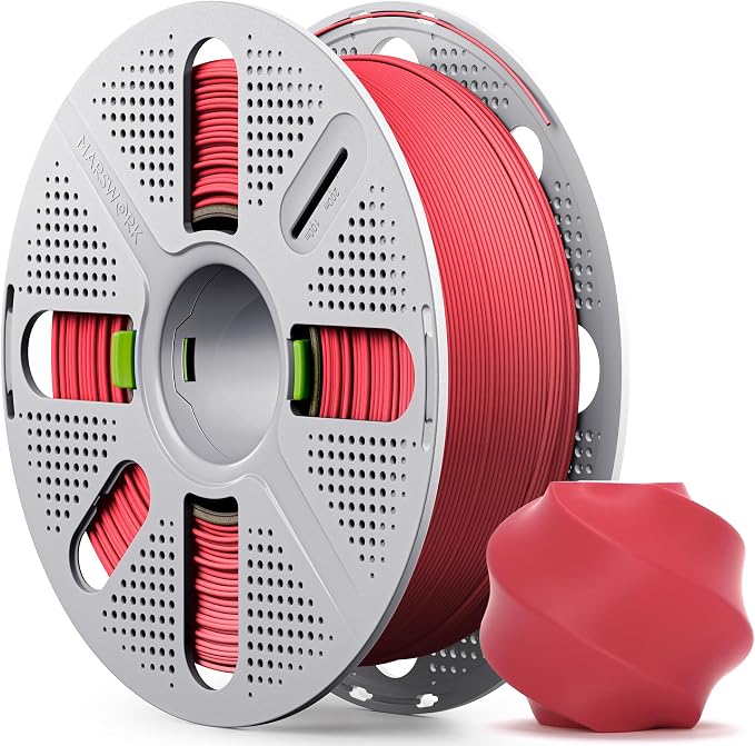 Matte Red PLA Filament with Quick-Swap Reusable Spool 1kg (2.2lbs), 1.75mm 3D Printing Filament, Compatible with Bambu Lab 3D Printers