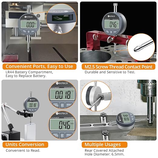 Neoteck 0.5" Digital Indicator + 1" Digital Indicator Kit