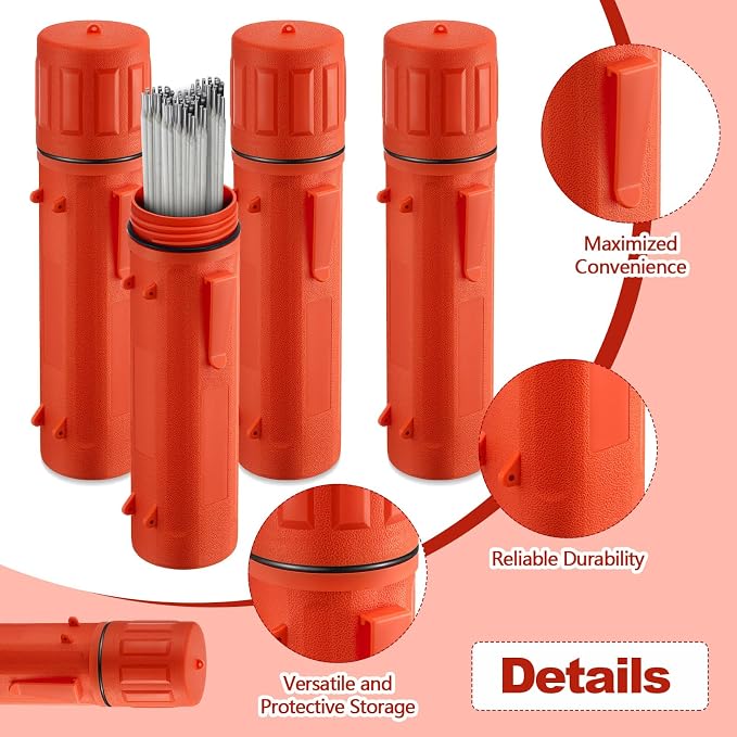 Zonon 4 Pcs Welding Rod Storage Tube 14 Inch Electrode Welding Rod Holder Container Airproof and Waterproof for Canister(Orange)
