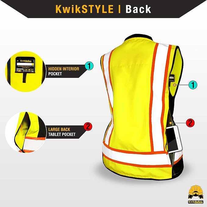 KwikSafety - Charlotte, NC - GODMOTHER (LOOSE FIT) Class 2 & Class 3 Safety Vest for Women [TABLET POCKET] ANSI OSHA