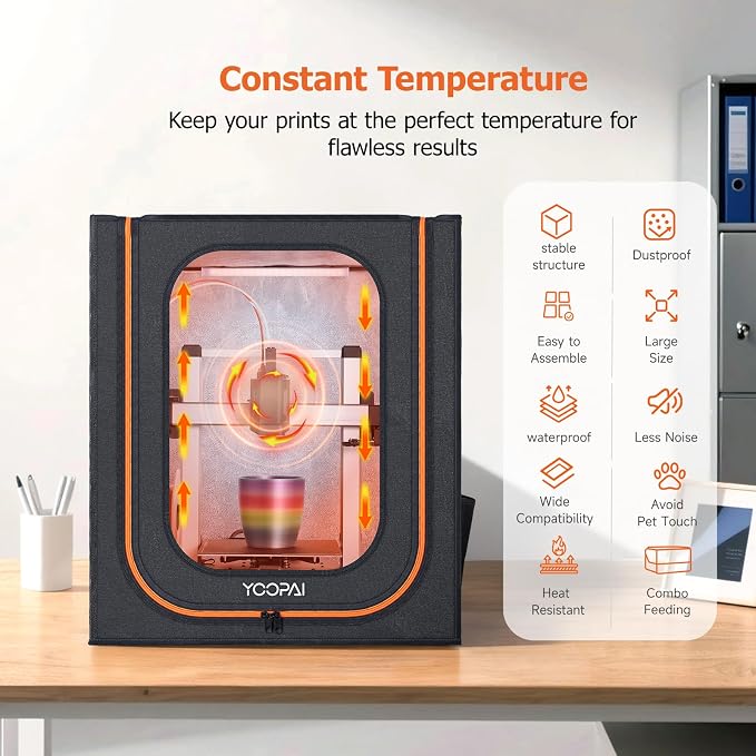YOOPAI 3D Printer Enclosure with LED Light, Compatible with Anycubic Kobra 3 /Kobra 3 Combo/Kobra 3 V2 / Kobra 3 V2 Combo 3D Printers, Premium Dustproof Tent Constant Temperature Protective Cover