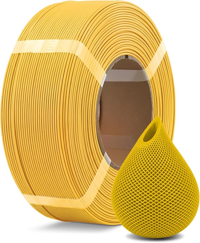 OVERTURE High Speed PLA Filament Refill 1.75mm, Rapid PLA Spoolless 3D Printing Filament, 1kg (2.2lb) Refilament for Bambu Lab, Accuracy +/- 0.02mm, Fit Most FDM Printers (Yellow)
