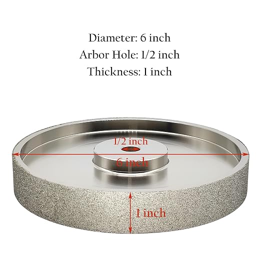 CBN Grinding Wheel 6" Dia x 1" Wide, 1/2 inch Arbor, Sharpen High Speed Steel Cutting Tools, Diamond Grinding Wheel Grit #80