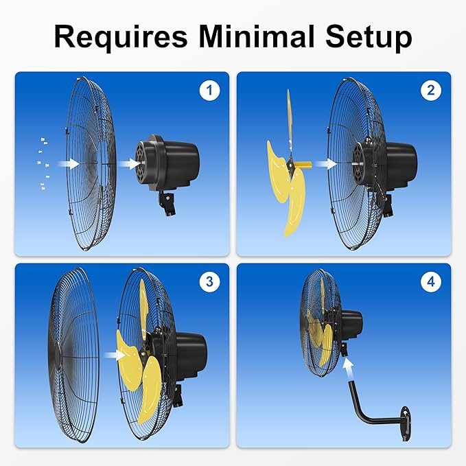 Uthfy 20 Inch Wall Mount Fan, High Velocity 7200 CFM Industrial Oscillating Fan, 3-Speed Heavy Duty Commercial Wall Fan for Indoor, Outdoor, Garage, Warehouse, Gym & Workshop, ETL Listed