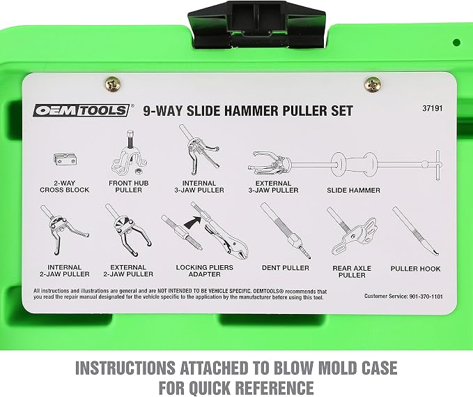 OEMTOOLS 37191 9 Way Slide Hammer Puller, Axle Puller Slide Hammer, Slide Hammer Hub Puller, Use with 5/8 Inch x 18 Thread Slide Hammer Attachments