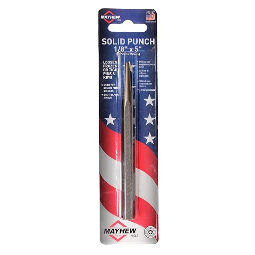 Mayhew Select 70122 1/8-by-4-1/2-Inch Carded Solid Punch