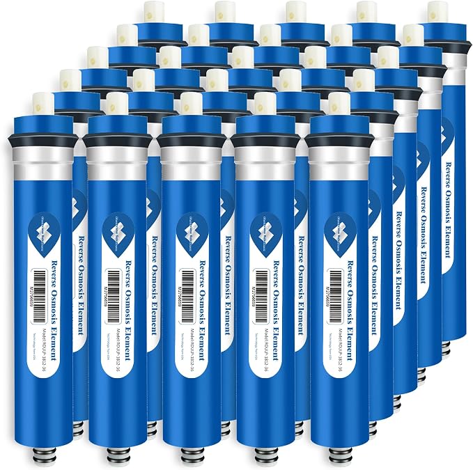 Membrane Solutions 36 GPD Reverse Osmosis Membrane, 11.75 inch x 1.75 inch RO Membrane Replacement for Under Sink Home Drinking RO Water Purifier System (25-Pack)