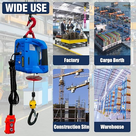 3-in-1 Electric Hoist Winch,1100lb Capacity, Portable Electric Power Winch with Wire Wireless Remote Control,110V Electric Hoist Crane,26FT Lifting Height,for Warehouse,Garage,Lifting Towing