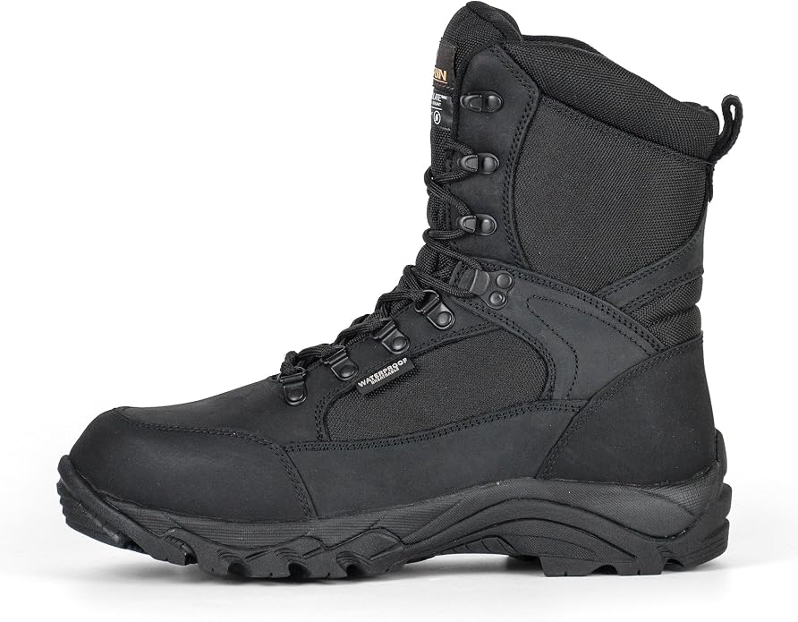 Men's Waterproof Military Tactical Work Boots with Steel Shank, 8" Insulated Leather Hunting Boot
