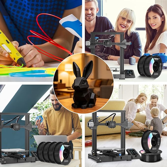 Comgrow PLA 3D Printer Filament, 3D Printer PLA Filament 1.75mm, Dimensional Accuracy +/- 0.02 mm, 1KG Spool PLA Black