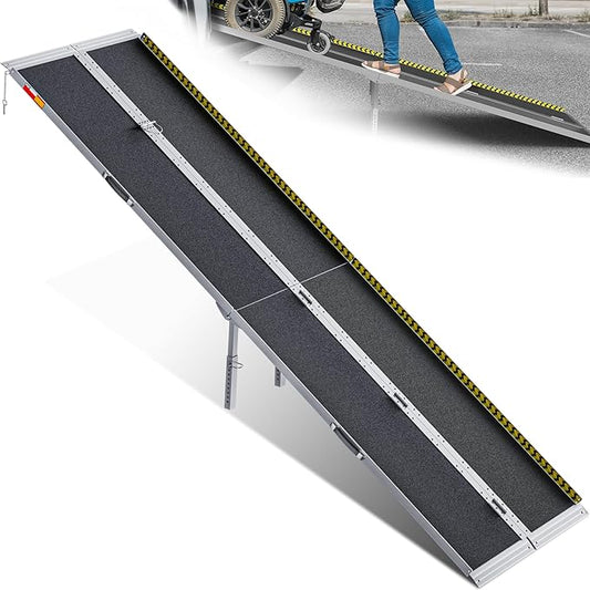 VNN Portable Wheelchair Ramp 10FT, Seamless Non-Slip Aluminum Ramps for Wheelchairs for Home, Wheelchair Ramps for Home Steps, Aluminum Loading Dock Plates, Black