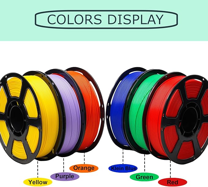 PLA+ Filament 1.75mm Bundle 6KG, 3D Printer PLA Plus Filament Set, Dimensional Accuracy +/- 0.02mm, Individually Vacuum Packed, 3D Printing Filament Pack, 6 Spools 1KG Each