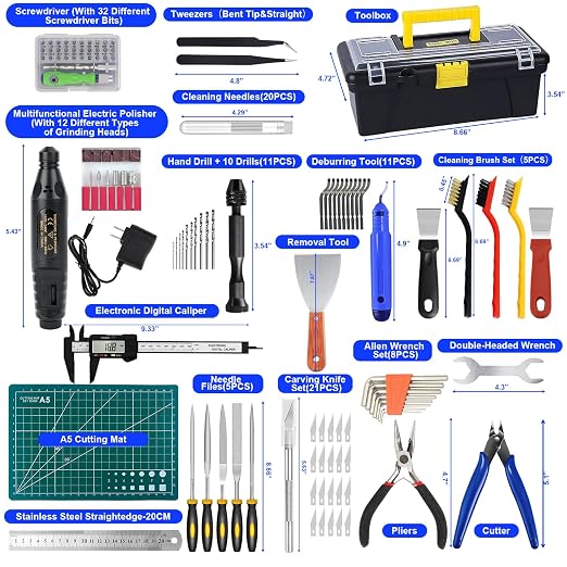 135PCS 3D Printer Tools Kit,3D Printer Accessories for 3D Printer Modeler Basic Tools Diverse,Including Nozzle Cleaning Kit,Polishing Machine,Deburring Tool for Remove/Trim and Finish 3D Print