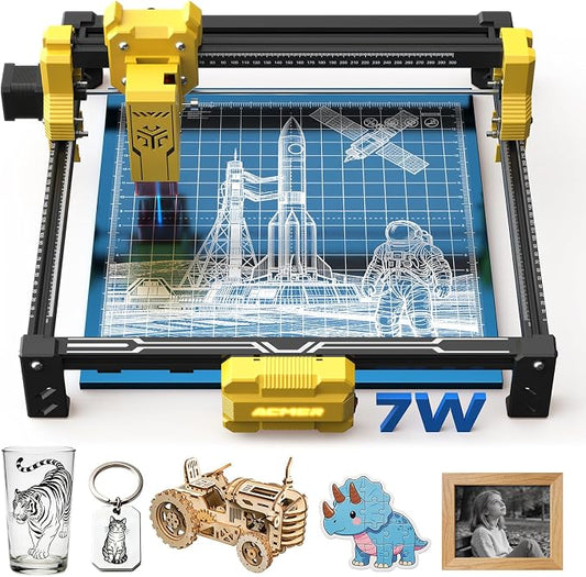 ACMER Laser Engraver Machine, 7000mW Laser Cutter, 0.01mm Precision, 300×300mm Engraving Area, 10000mm/min Speed, for Wood, Metal, Acrylic, Leather, DIY & Education