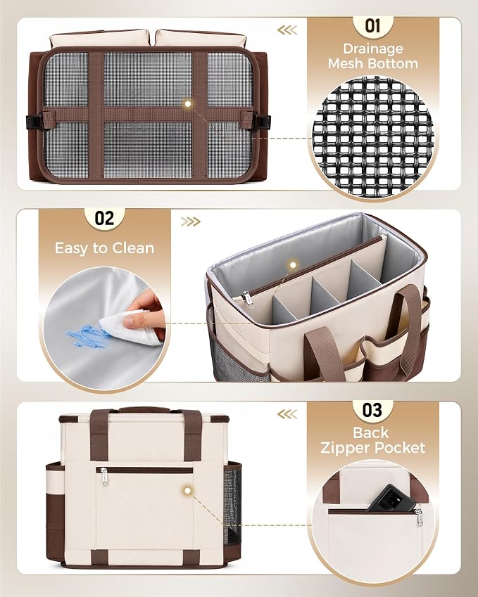 Ytonet Large Cleaning Caddy with 4 Spinner Wheels, Wearable Rolling Cleaning Caddy Bag with Cleaning Apron, Detachable Trolley Portable Cleaning Supplies Organizer Cart for Housekeepers, Car, Tool