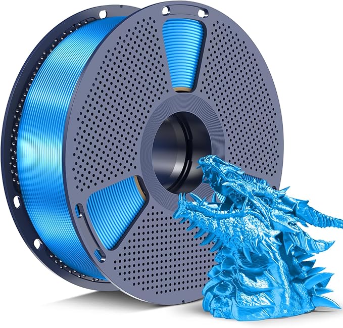 SUNLU Silk PLA+ Filament 1.75mm, Chrome Like Gloss Finish, Smooth Silk Texture, Upgraded Formula for Stable Printing, 1kg(2.2lbs) PLA Plus 3D Printer Filament, Blue