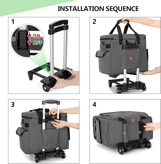 Trunab Rolling Teacher Bag with Wheels, Grey | Expandable File Pocket, Detachable Trolley, Up to 15.6 Inches Laptop, Patented Design