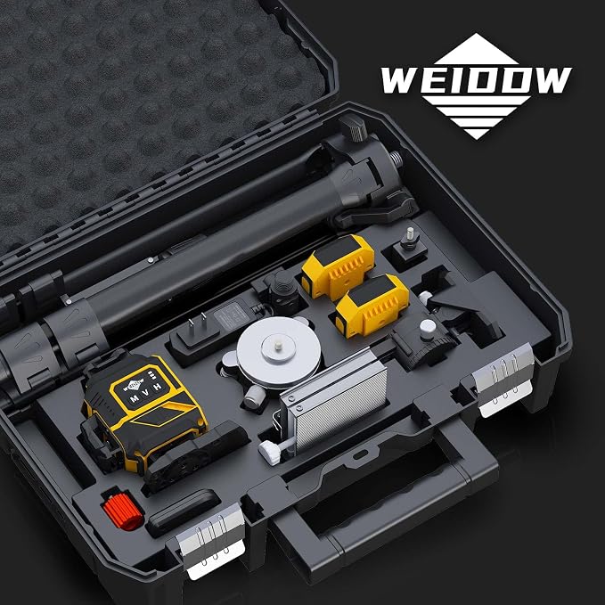Premium 4×360° Green Laser Level Kit, Self-Leveling, Pulse Mode, Dual Batteries, Tripod & Full Accessories for Construction DIY