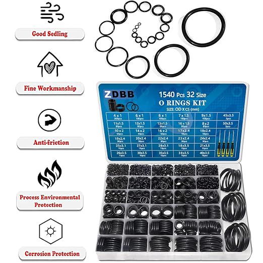 ZDBB 1540 Pcs O Rings Assortment Kit and 1228 PCS Clear Food Grade Silicone O-Ring Kit for Automotive Faucet Pressure Washer Plumbing，Sealing Faucets and Plumbing with Hook and Pick