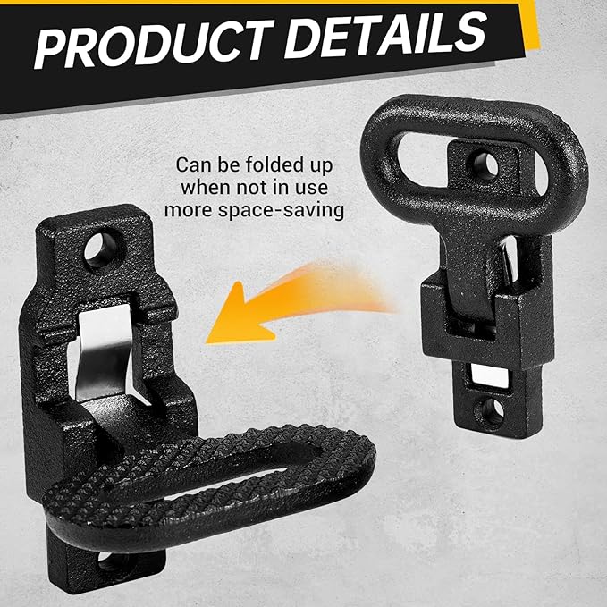 4 Pack Black Folding Safety Step Steel Heavy-Duty Fold Down Utility Body Step Grab flip-up Handle Step for Truck,Trailers, Busses, Boat, RV, Camper, and Other Vehicles E-Coat