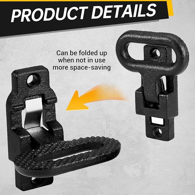 2 Pack Folding Safety Step,Black, E-Coat Steel Heavy-Duty Fold Down Utility Body Step Grab flip-up Handle Step for Truck,Trailers, Busses, Boat, RV, Camper, and Other Vehicles