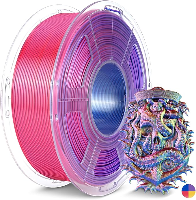 JAYO Silk Quad-Color PLA Filament 1.75mm Gold-Purple-Red-Blue 1.1kg, Four-Color Gradient PLA, High Gloss Shine, Smooth Layer Concealment, Fits for Most FDM 3D Printers