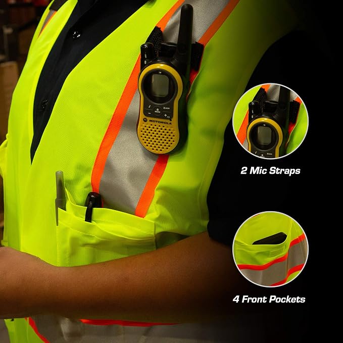TR Industrial 5-Point Breakaway High Visibility Safety Vest, Type R Class 2