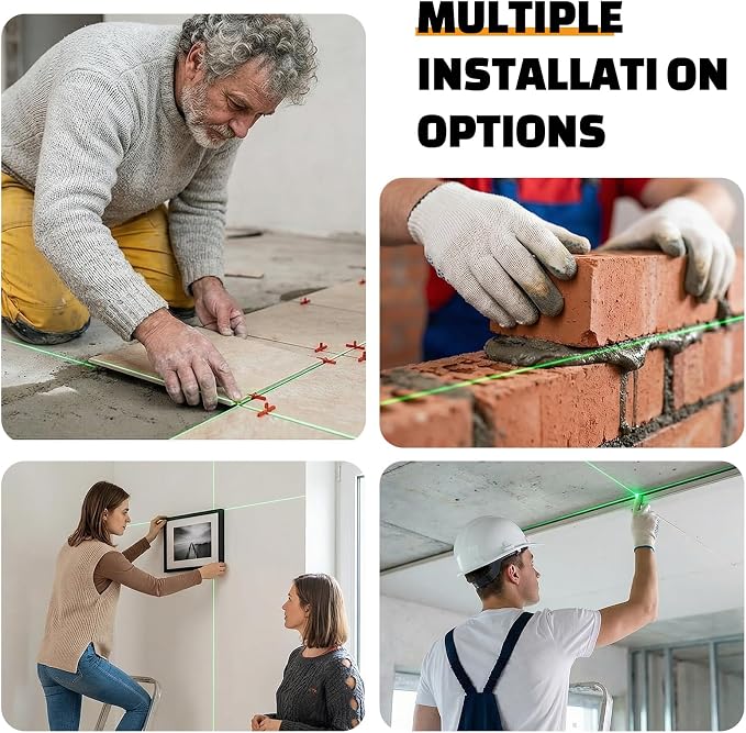 laser level 360° self leveling 4D 16 Lines Green Laser Level with Magnetic Bracke Remote Control Complete Kit with Tripod Rechargeable Battery for Construction Renovation Picture Hanging