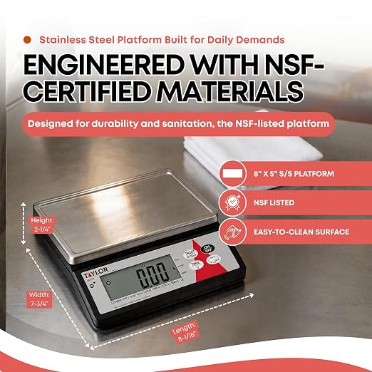 Taylor Precision TE10R Digital 10 Lb. Portion Scale with S/S Platform