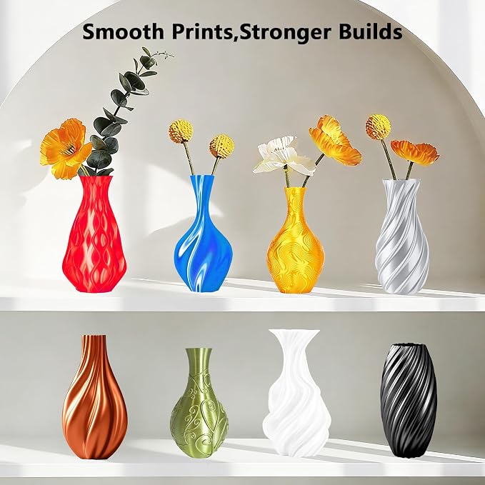 1.75mm Silk PLA 3D Printer Filament Bundle, 8 Silk Shiny Colors: Gold/Silver/Copper/Bronze/Black/White/Red/Blue, Each Spool 250g, 8 Spools, Total 2Kg 3D Printing Material, 250g x 8 Spools