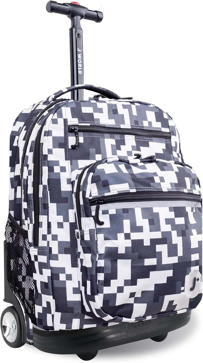J World Sundance Laptop Rolling Backpack for Girls Boys. Roller Bookbag with Wheels, 20 Inch, Camo