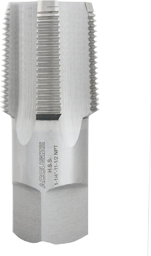 Accusize 1-1/4"-11-1/2 HSS Taper Pipe Tap - NPT, NPT-1-14 | 1-1/4"-11-1/2", 5 Flutes, 4" OAL, HSS Taper Pipe Tap - NPT