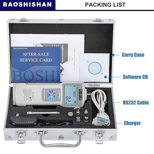 BAOSHISHAN ZP-500N Digital Force Gauge Push Pull Gauge with Output Function | LCD Backlit Display, Carrying Case, Tension/Compression Testing, Destructive Load Analysis, High Precision Sensor