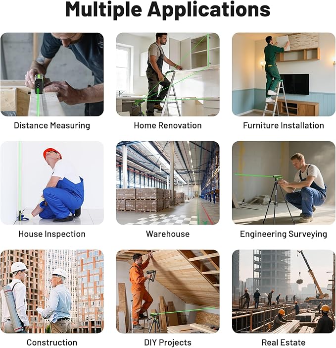 Huepar 395FT Bluetooth Green Laser Measuring Tool with 60" Tripod, 1/16in Accuracy Laser Distance Measurement Tool, Digital Laser Room Measuring Device, Laser Distance Meters