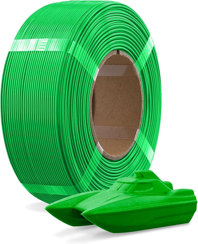 OVERTURE Refill PETG 1.75mm Spoolless 3D Printer Filament, 1kg (2.2lb) Refilament for Bambu Lab Reusable Spool, Accuracy +/- 0.02 mm, Fit Most FDM 3D Printers(Green)
