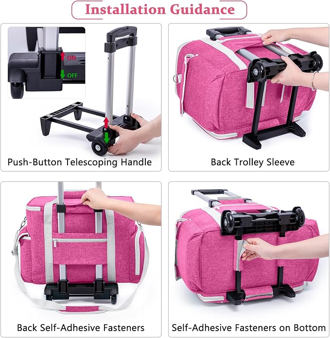 AMOIGEE Rolling Sewing Machine Case with Wheels – Sewing Machine Bag with Detachable Wheels Frame, Trolley Tote with Removable Padding,Fits Most Standard Machines Compatible with Singer,Brother,Janome