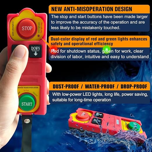 Electric Hoist 2 in 1,Electric Hoist 1320lbs, Bigorenda 110v Electric Hoist Winch with 328ft Wireless Control & Wired Remote Control, 65.6ft Lifting Garage Lift Hoist,for Factories, Warehouses, Attic