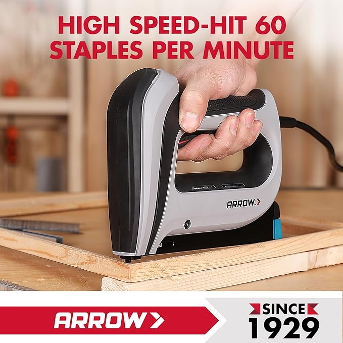 Arrow T50ACD Heavy Duty Corded Electric Staple Gun for Upholstery, Furniture, Office, Decorating, Fits 1/4", 5/16”, 3/8", or 1/2" Staples